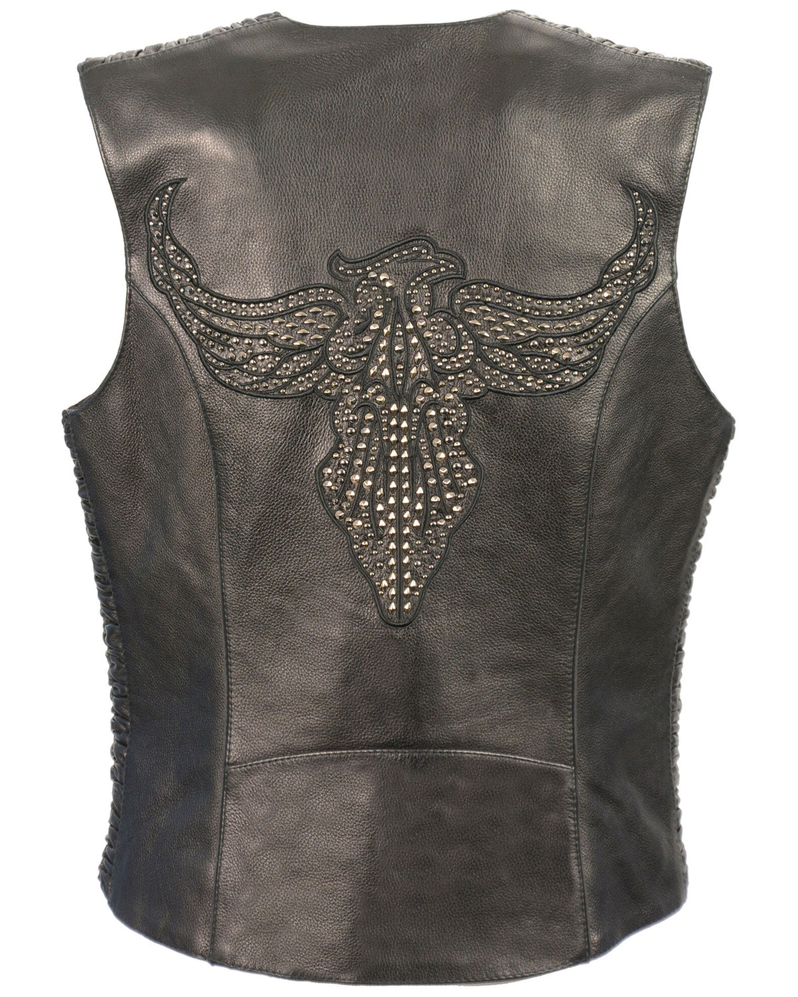 Image #2 - Milwaukee Leather Women's Phoenix Stud Embroidered Snap Front Vest - 3X, , hi-res