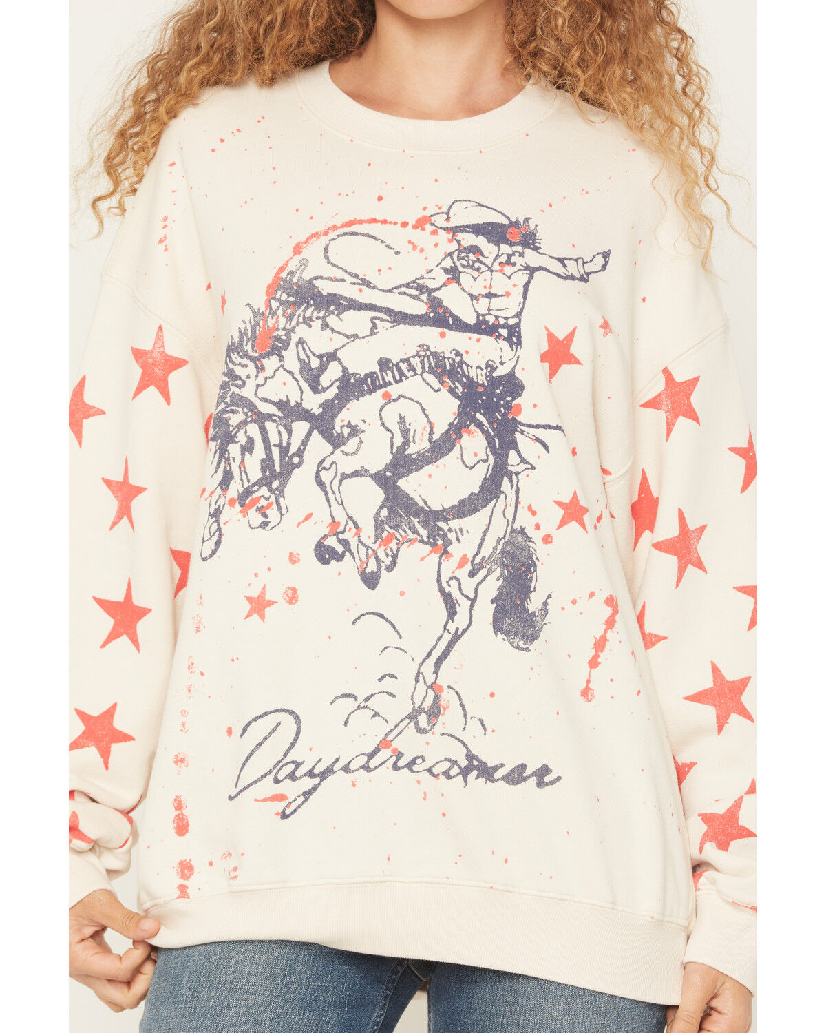 Image #3 - Day Dreamer Women's Rodeo Star Graphic Crewneck Sweatshirt, White, hi-res
