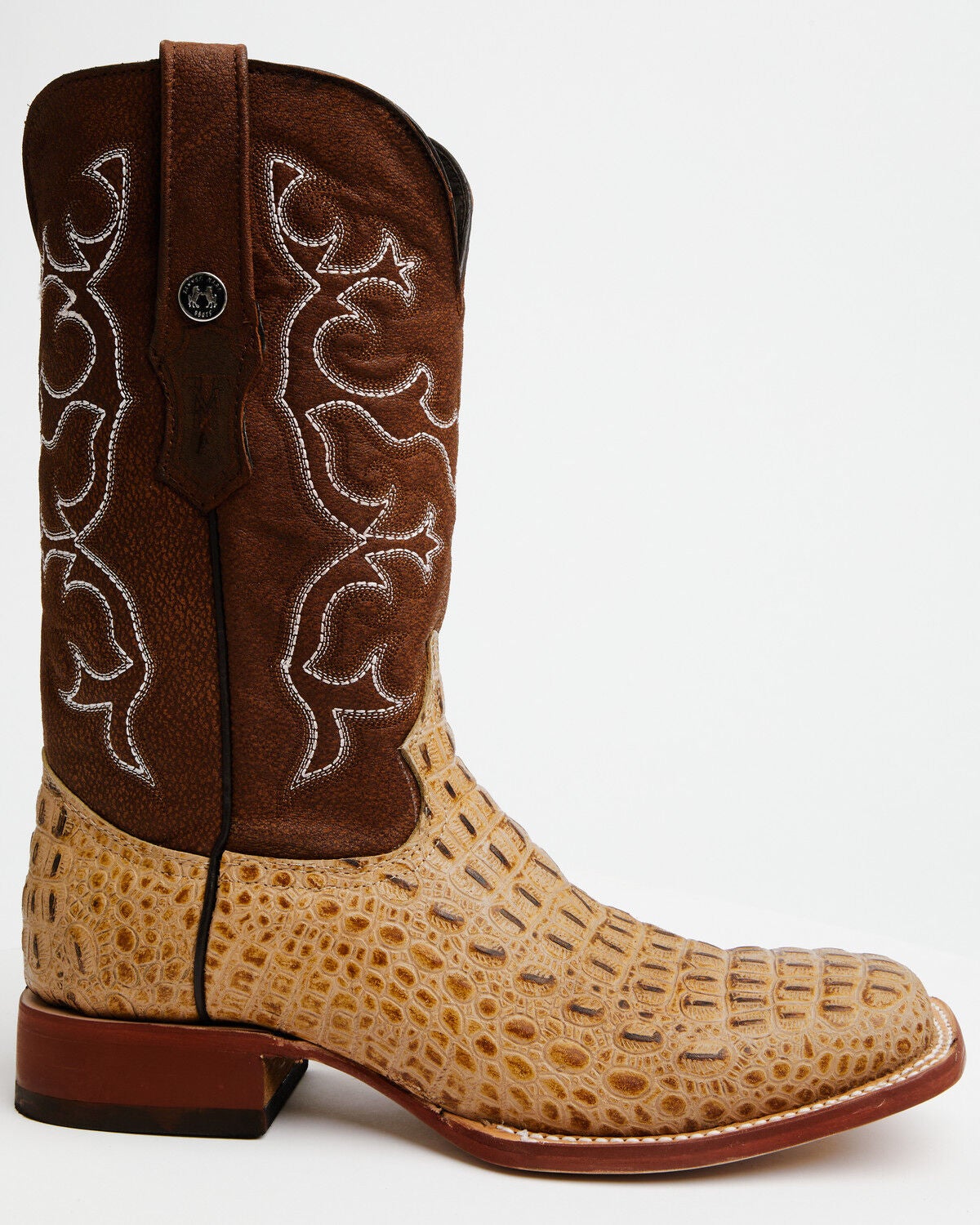 Image #2 - Tanner Mark Men's Ridgeback Caiman Print Western Boots - Broad Square Toe, Oryx, hi-res