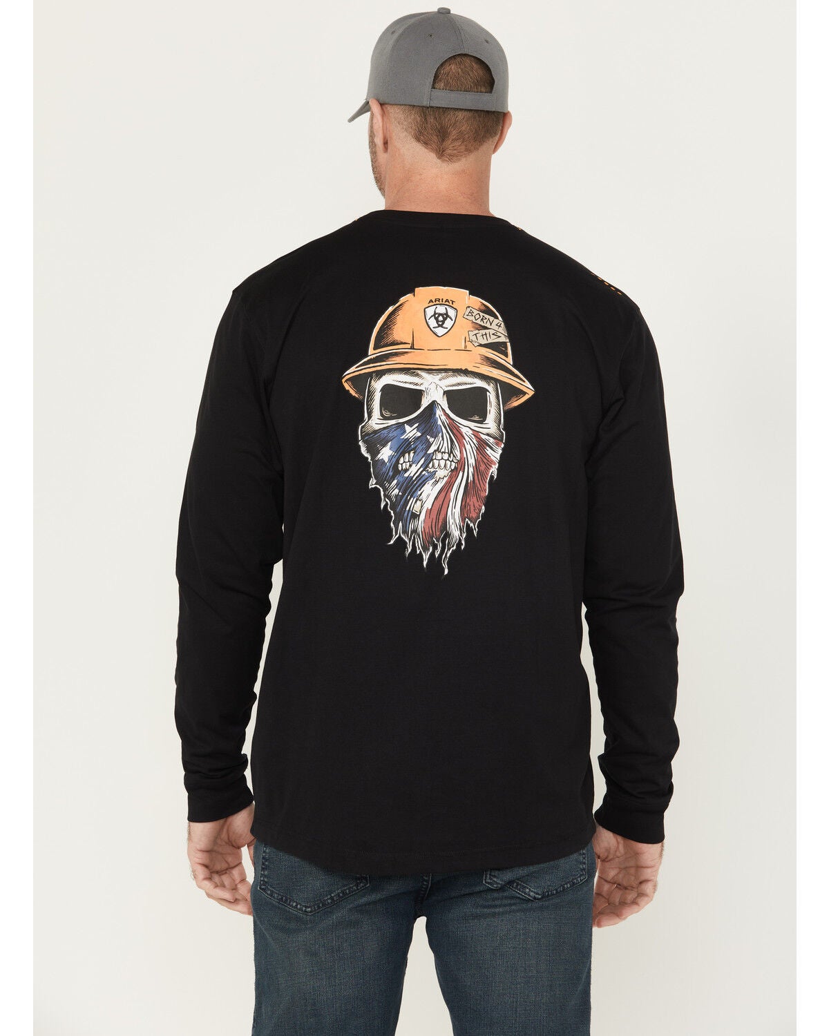 Ariat Men's Rebar Workman Born For This Long Sleeve Graphic T-Shirt, Black, hi-res