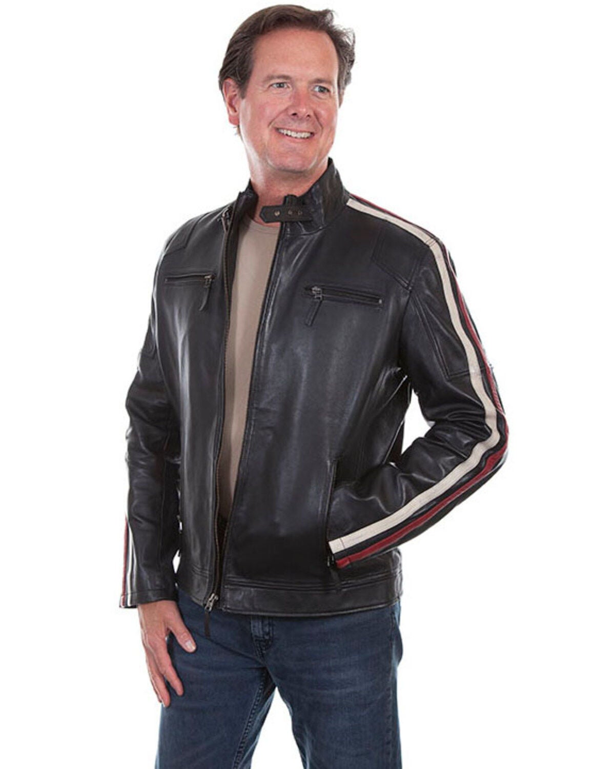 Scully Leatherwear Men's Black Lamb Riding Jacket, Black, hi-res