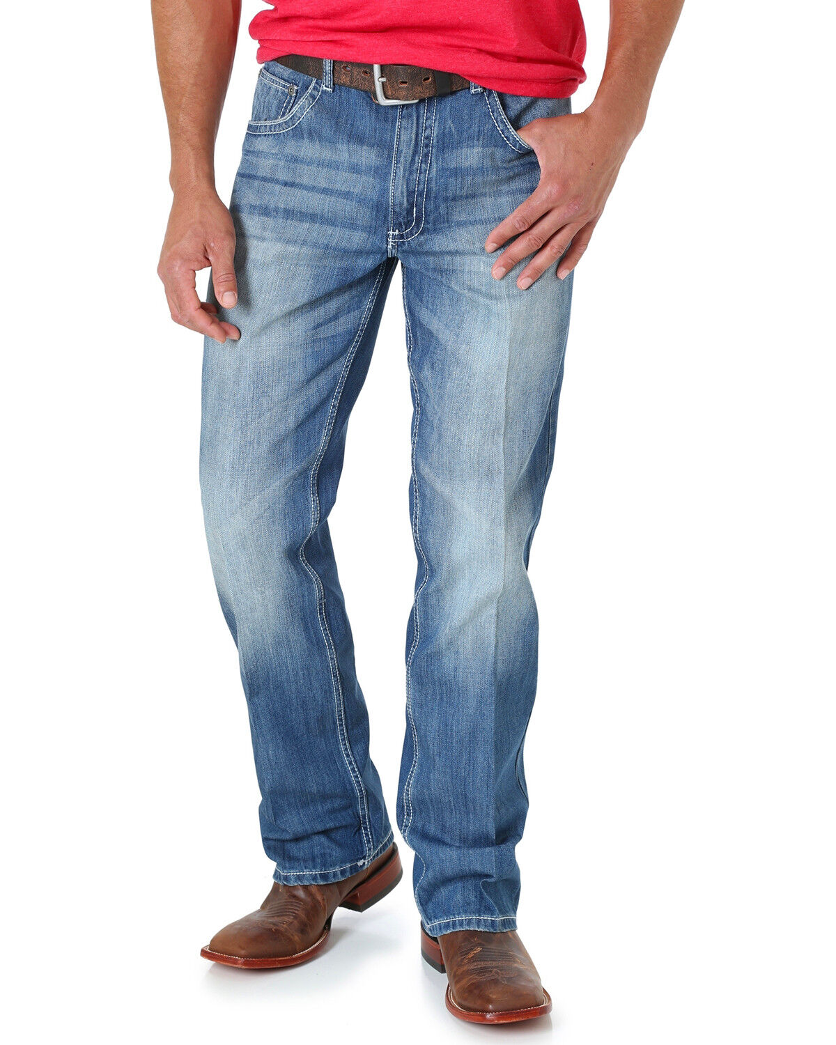 Image #3 - Wrangler 20X Men's No. 42 Vintage Slim Fit Bootcut Jeans, Dark Blue, hi-res