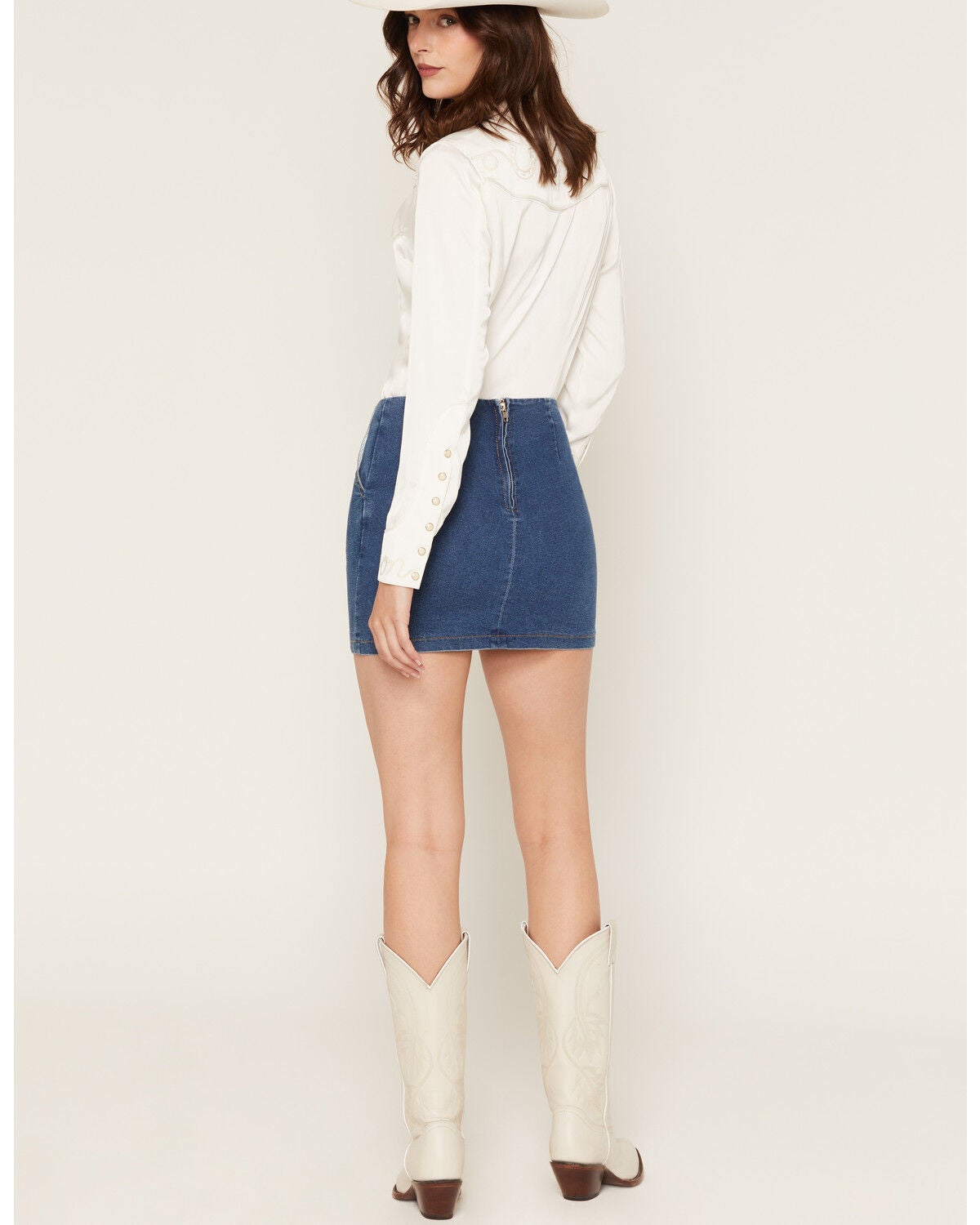 Image #3 - Bona Women's Medium Wash Denim Mini Skirt, Medium Wash, hi-res