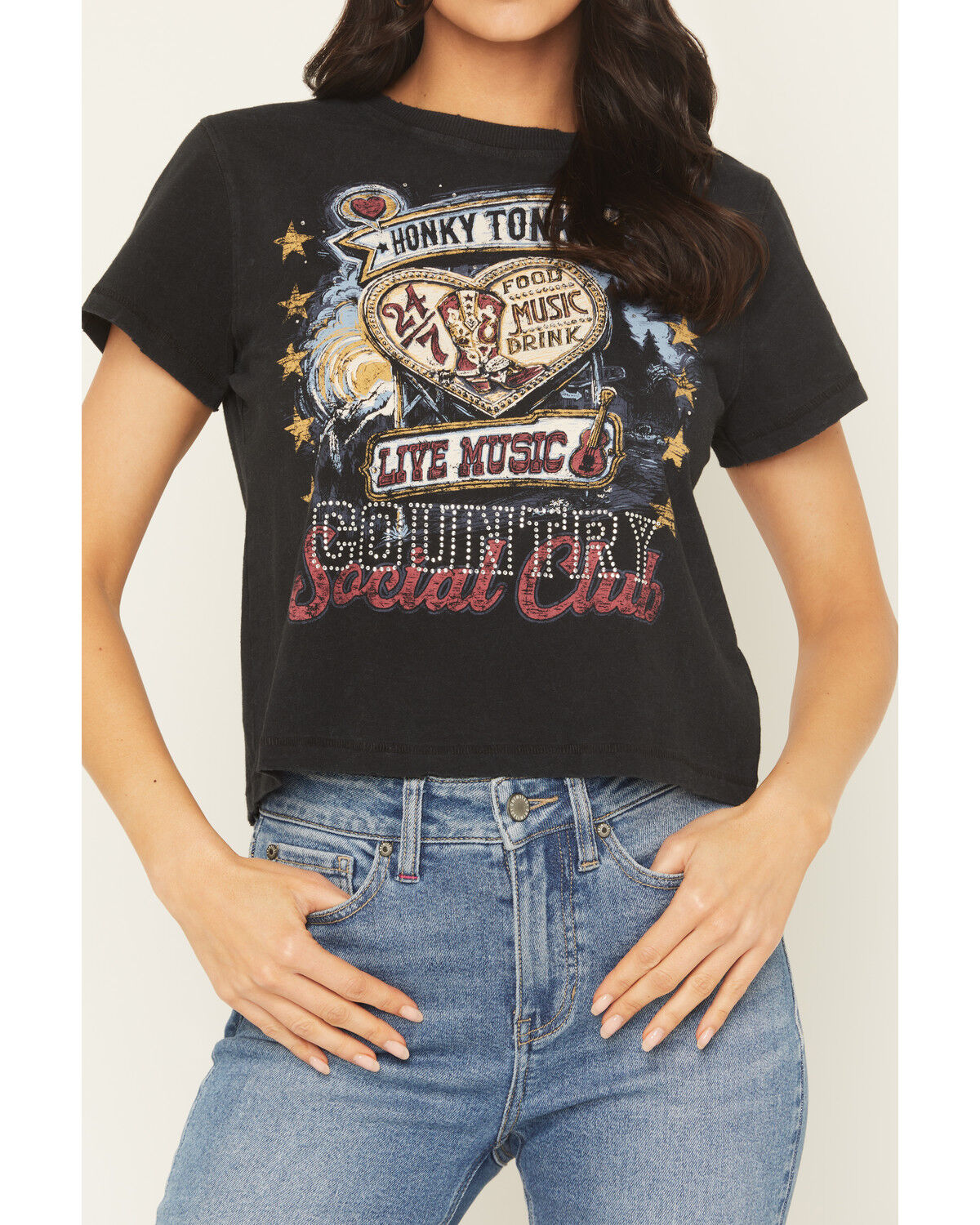 Image #4 - Idyllwind Women's Honky Tonk Country Short Sleeve Graphic Tee, Black, hi-res
