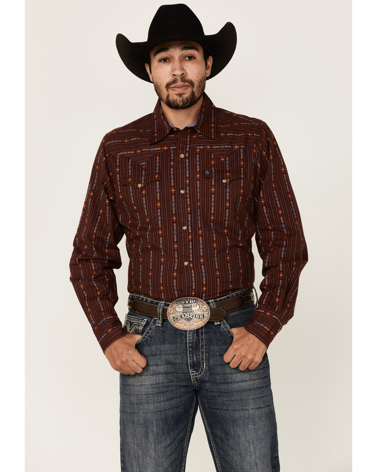 Stetson Men's Spring Ombre Plaid Button Long Sleeve Western Shirt 