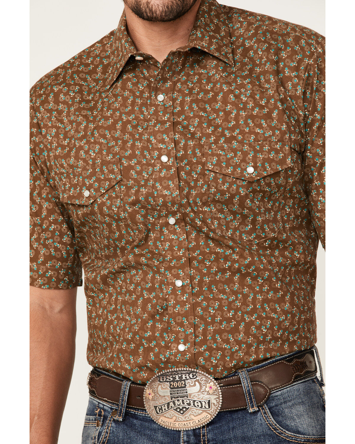 Image #3 - Roper Men's Classic Floral Print Short Sleeve Pearl Snap Western Shirt, , hi-res