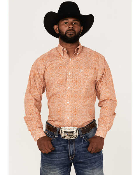 Ariat Men's Braylon Paisley Print Long Sleeve Button-Down Western Shirt - Big & Tall , Rust Copper, hi-res