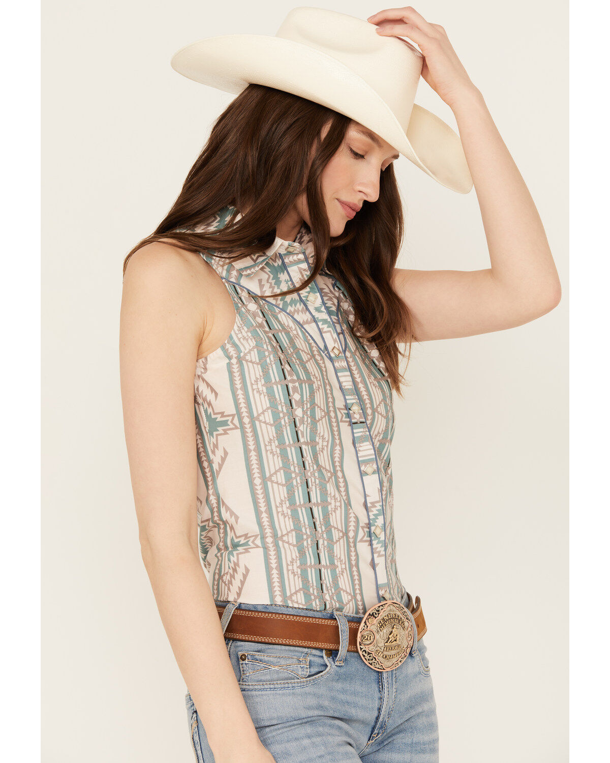 Image #2 - Rock & Roll Denim Women's Southwestern Print Sleeveless Snap Tank, Multi, hi-res