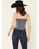 Image #4 - Blue B Women's Denim Embroidered Bustier, Medium Wash, hi-res