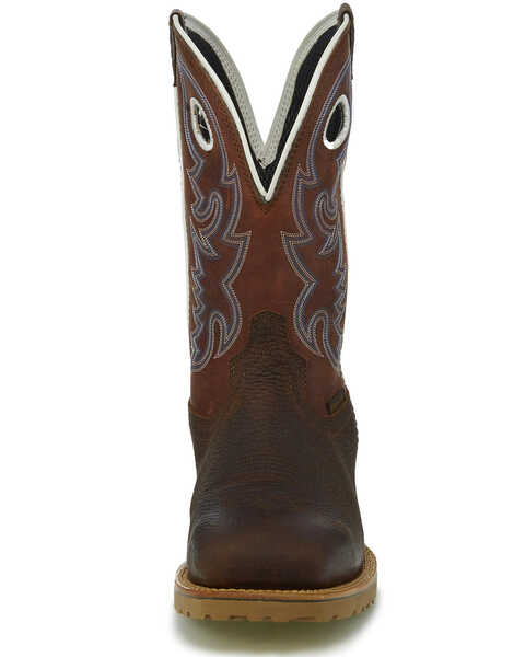 Image #4 - Justin Men's Marshal Western Work Boots - Steel Toe, Brown, hi-res