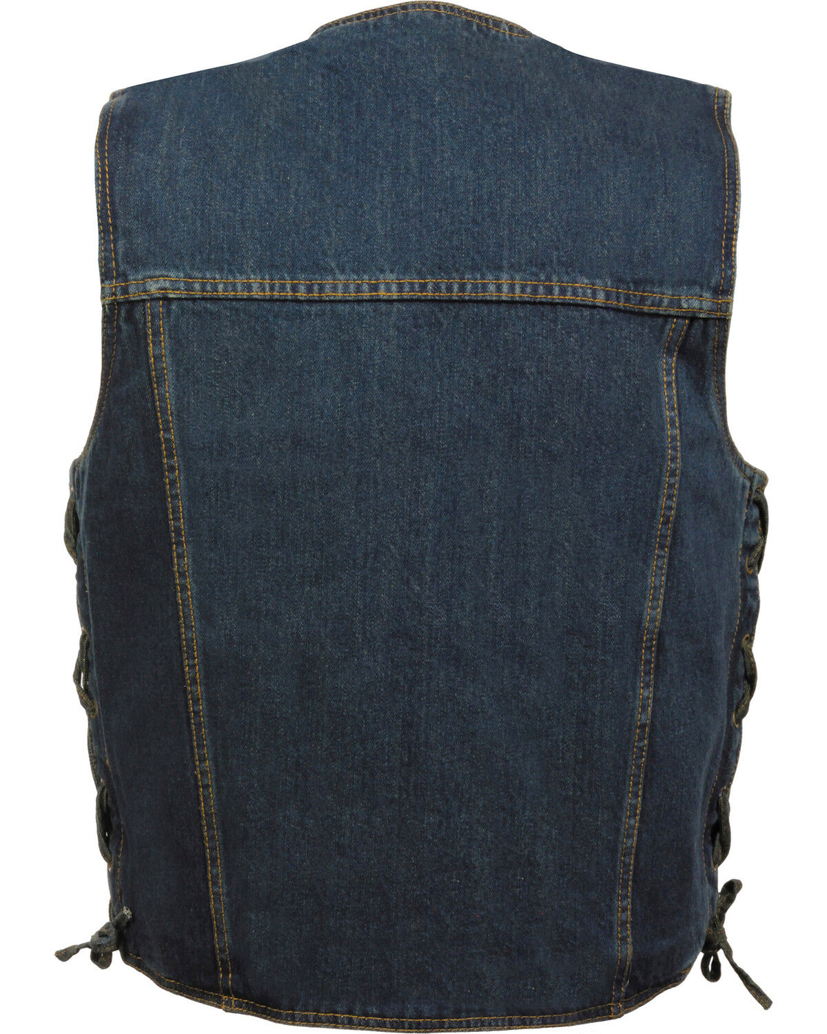 Image #2 - Milwaukee Leather Men's Side Lace Denim Vest with Chest Pockets, Blue, hi-res
