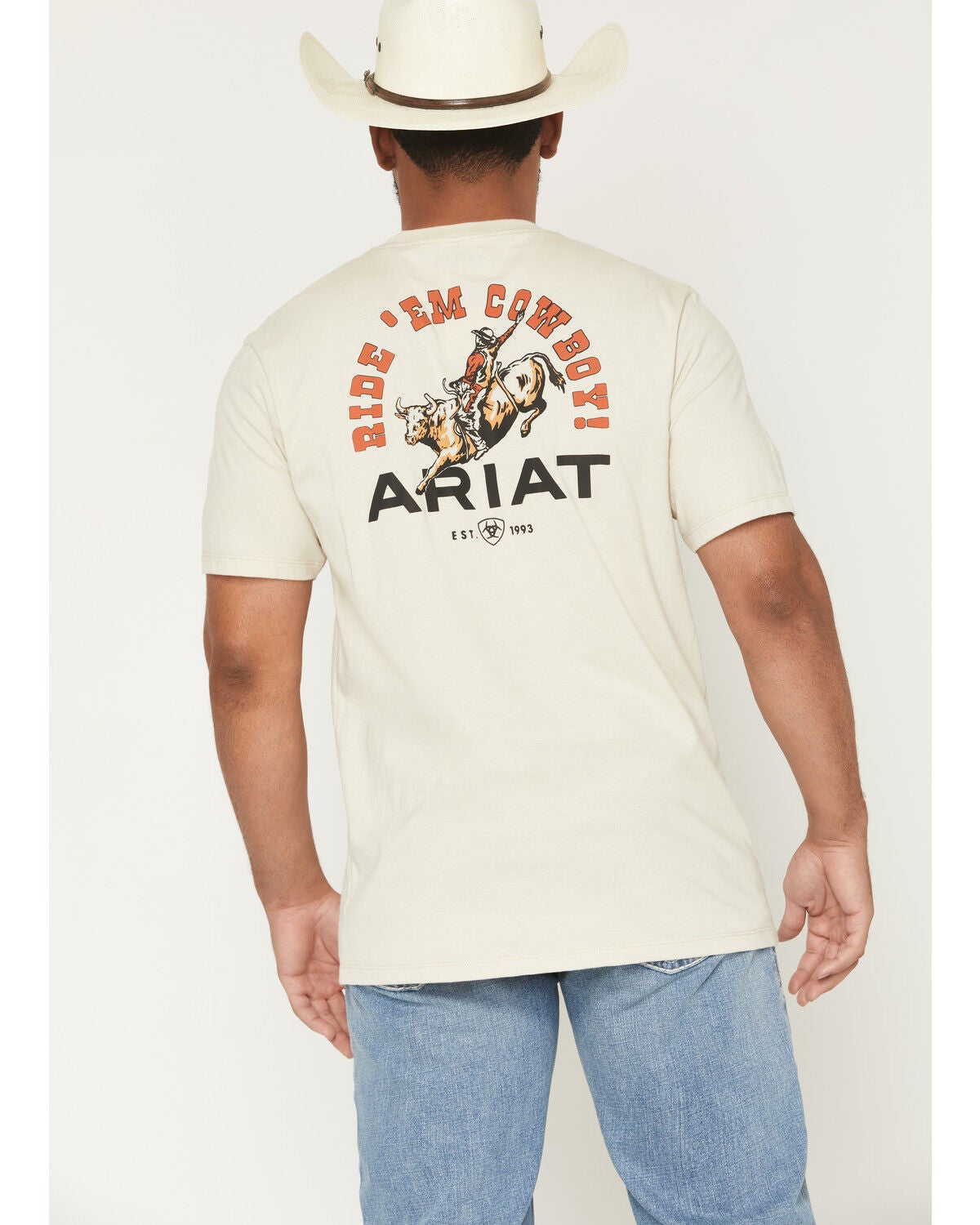 Ariat Men's Ride 'Em Cowboy Short Sleeve Graphic T-Shirt, Natural, hi-res