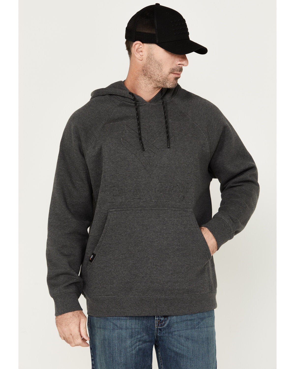 Hawx Men's Embossed Hooded Sweatshirt, Charcoal, hi-res