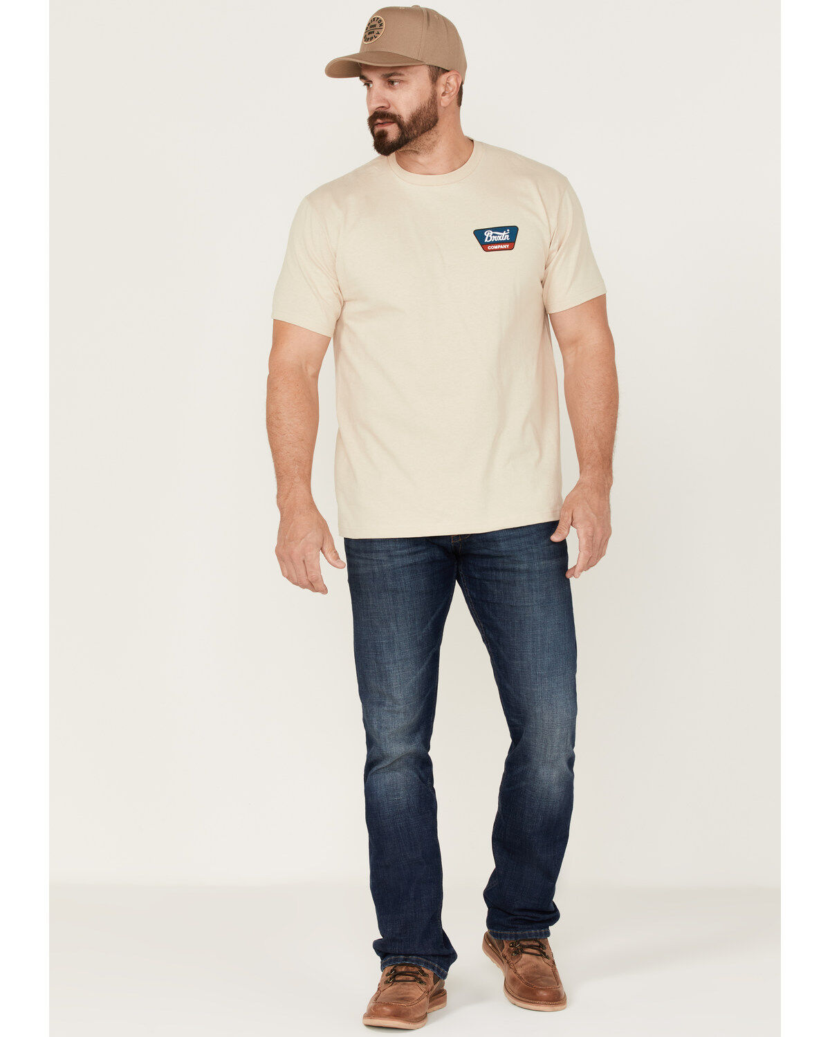 Image #2 - Brixton Men's Linwood Logo Graphic Standard T-Shirt, Cream, hi-res
