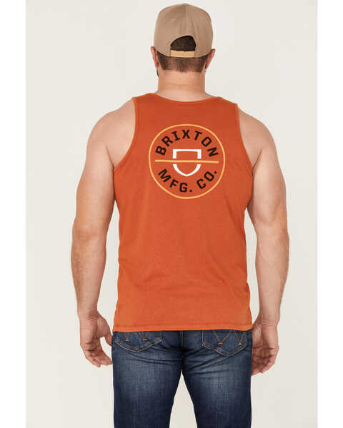 Brixton Men's Circle Logo Graphic Crest Tank , Dark Orange, hi-res