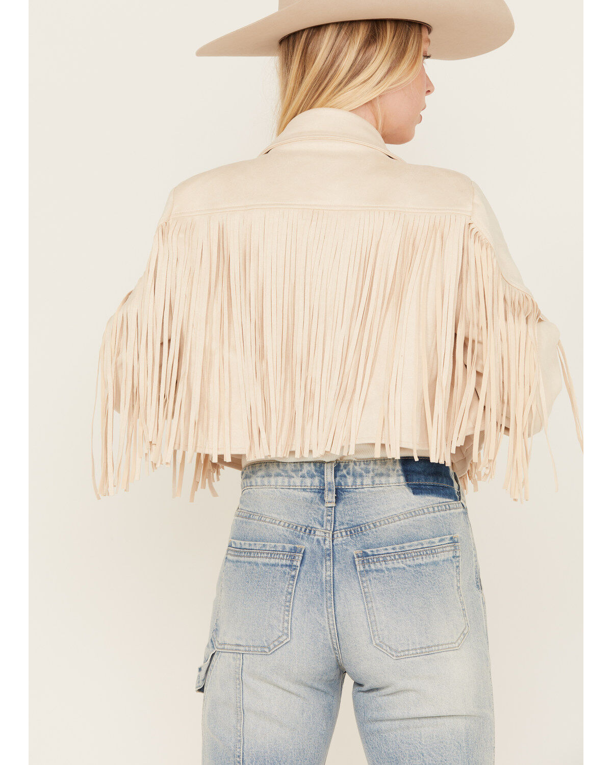 Image #4 - Saints & Hearts Women's Faux Suede Cropped Fringe Jacket, , hi-res