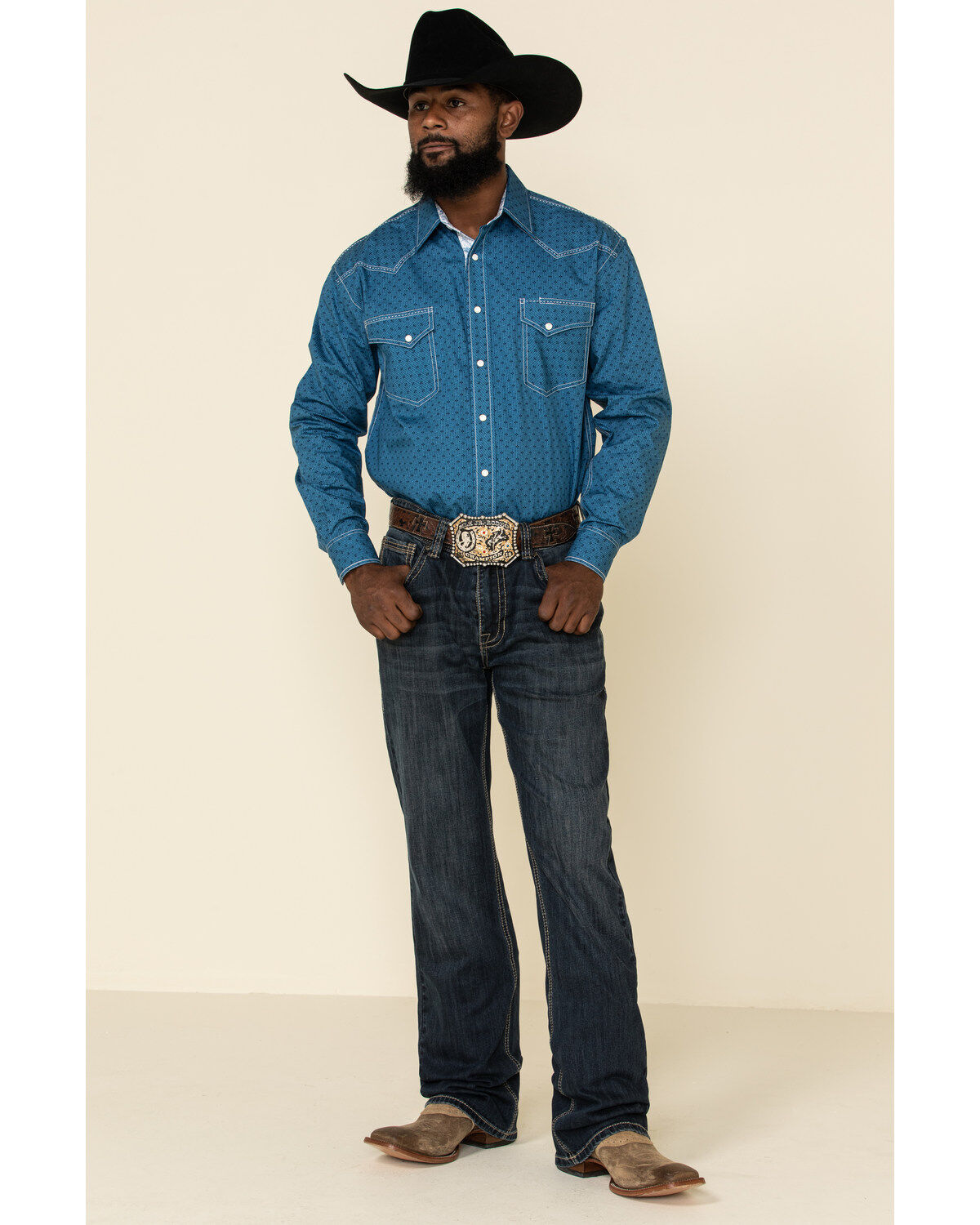 Image #2 - Rough Stock By Panhandle Men's Los Nietos Geo Print Long Sleeve Western Shirt, , hi-res