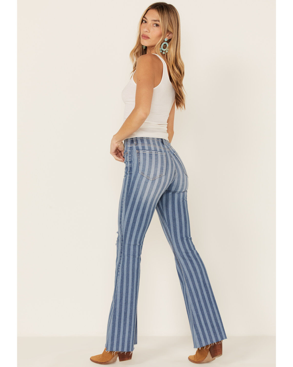 Product Name:  Cello Women's Stripe Destruction Flare Jeans