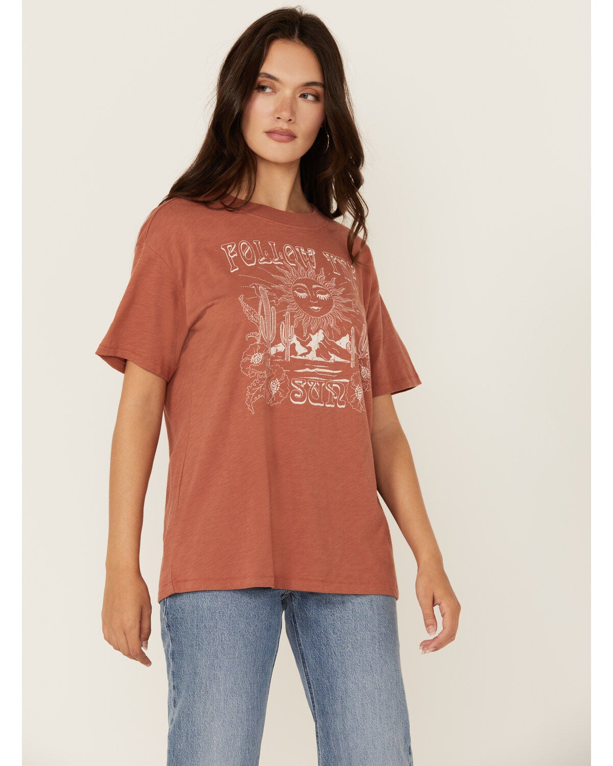 Shyanne Women's Follow The Sun Women's Short Sleeve Graphic Tee, Mauve, hi-res