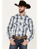 Image #1 - Panhandle Men's Plaid Print Men's Long Sleeve Pearl Snap Performance Western Shirt, Dark Blue, hi-res