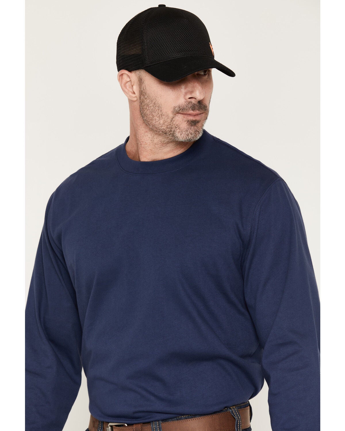 Image #4 - Hawx Men's FR Solid Skull and Hammers Long Sleeve Graphic Work T-Shirt, Navy, hi-res