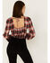 Wild Moss Women's Plaid Print Ruffle Tie Front Crop Top, Brown, hi-res