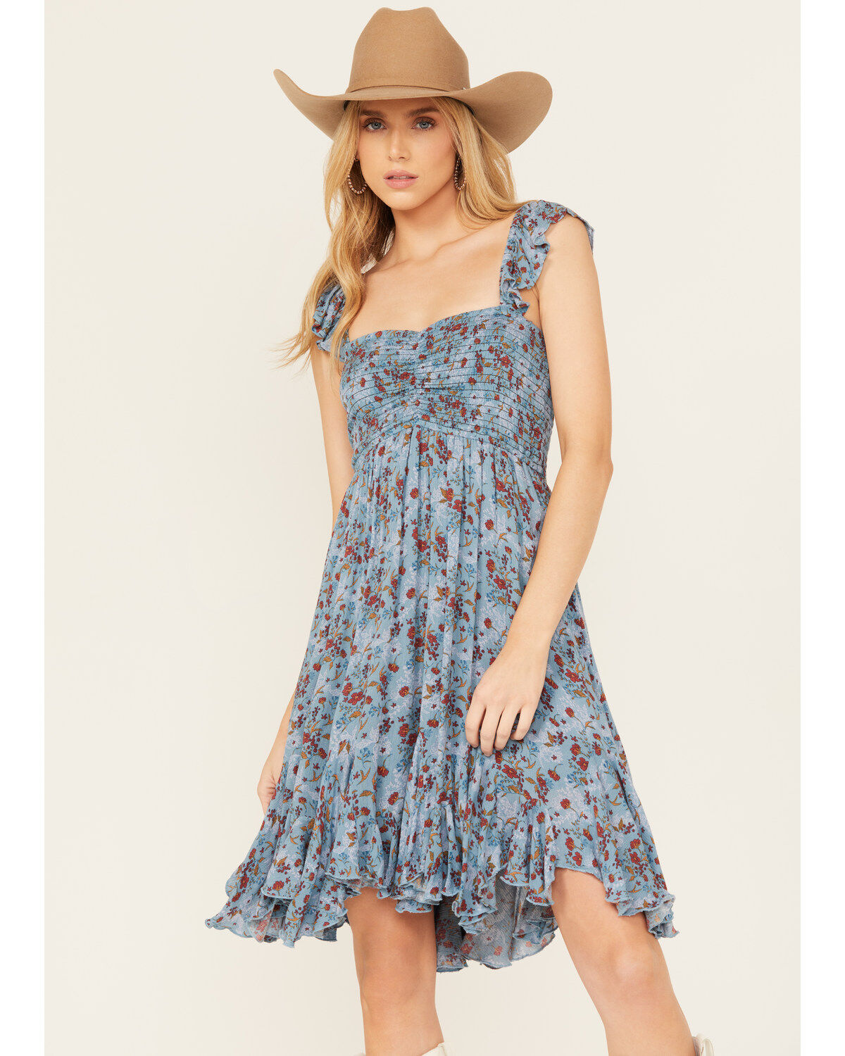 Rock & Roll Denim Women's Sleeveless Floral Print Mini Dress