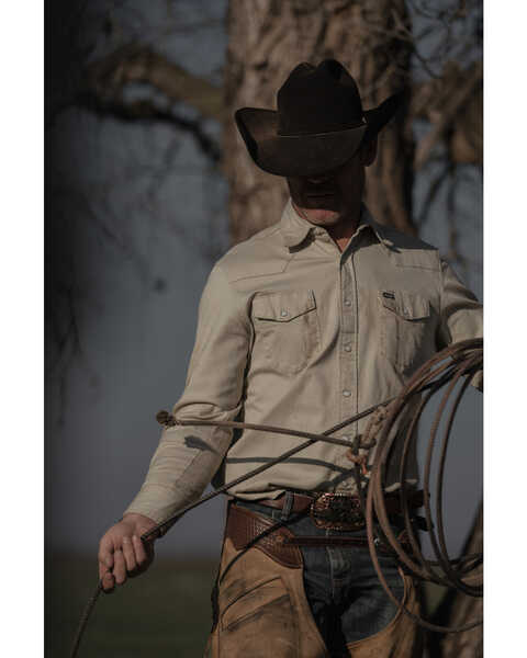 Wrangler Men's Advanced Comfort Long Sleeve Western Shirt, Sand, hi-res