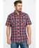 Image #1 - Wrangler Retro Men's Premium Plaid Print Short Sleeve Western Shirt, Navy, hi-res