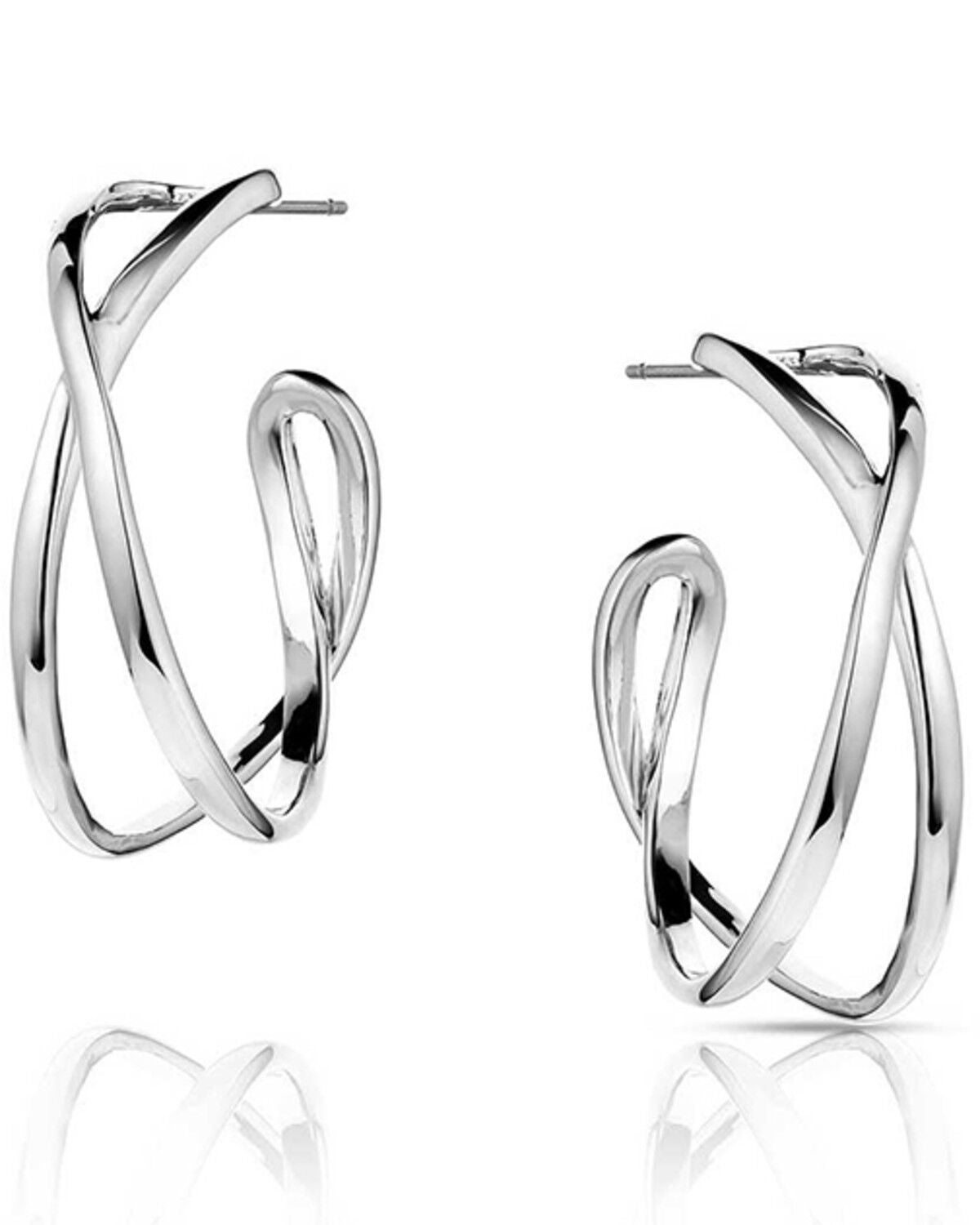 Montana Silversmiths Women's Daring Crossed Hoop Earrings, Silver, hi-res