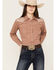 Image #1 - Rough Stock by Panhandle Women's Geo Print Long Sleeve Western Snap Shirt, Rust Copper, hi-res