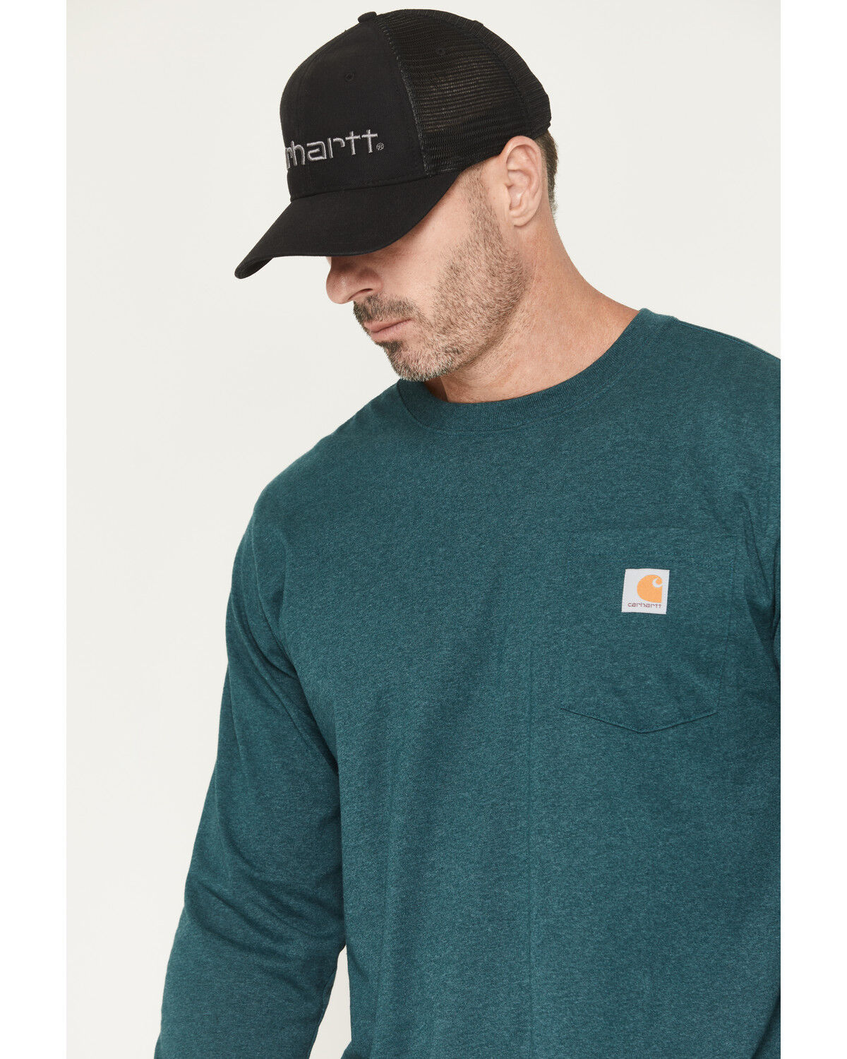 Image #3 - Carhartt Men's Relaxed Fit Heavyweight Long Sleeve Pocket Graphic Work Shirt, Green, hi-res