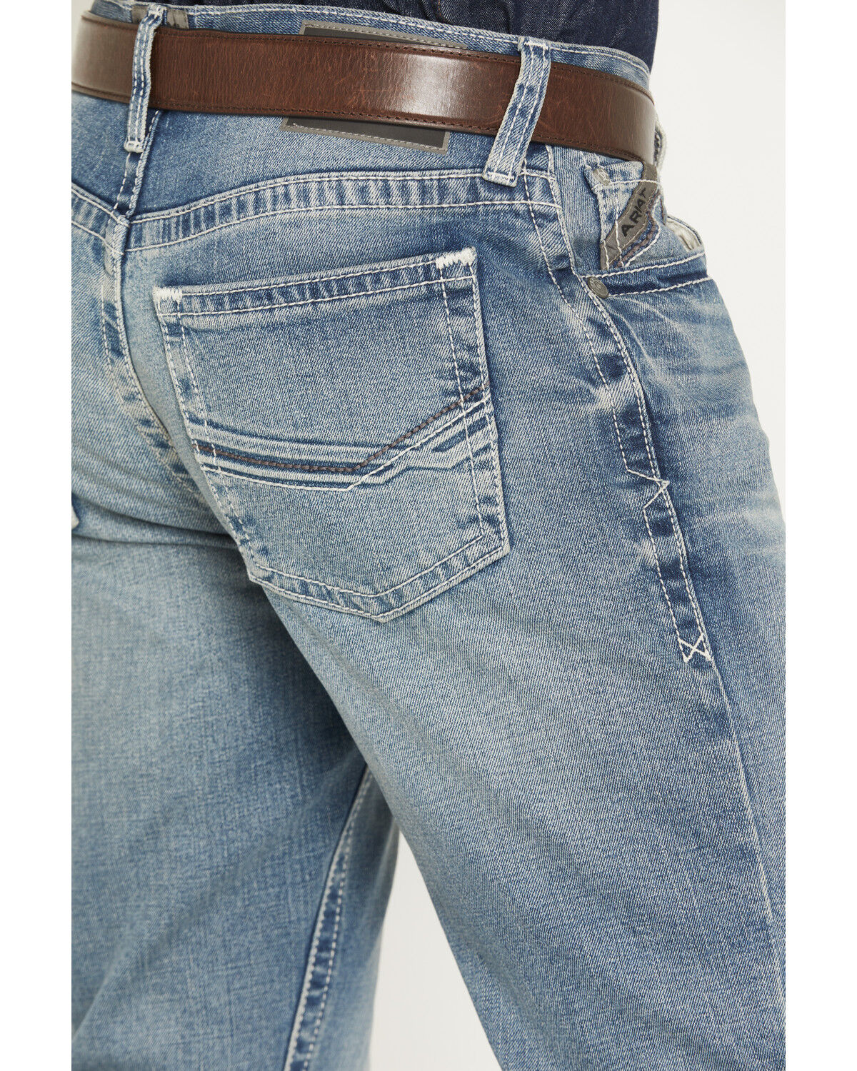 Image #4 - Ariat Men's M4 Shasta Light Wash Relaxed Bootcut Stretch Denim Jeans - Big, Light Wash, hi-res