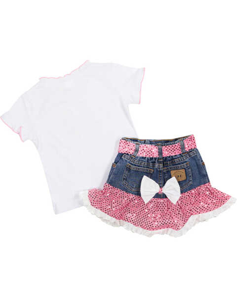 Image #2 - Kid's Korral Girl's Sequin Ruffle Shirt and Skirt Set, , hi-res