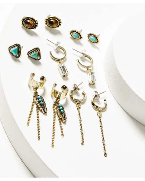 Shyanne Women's Desert Boheme Dangle Charm Earring Set - 6 Pieces, Gold, hi-res