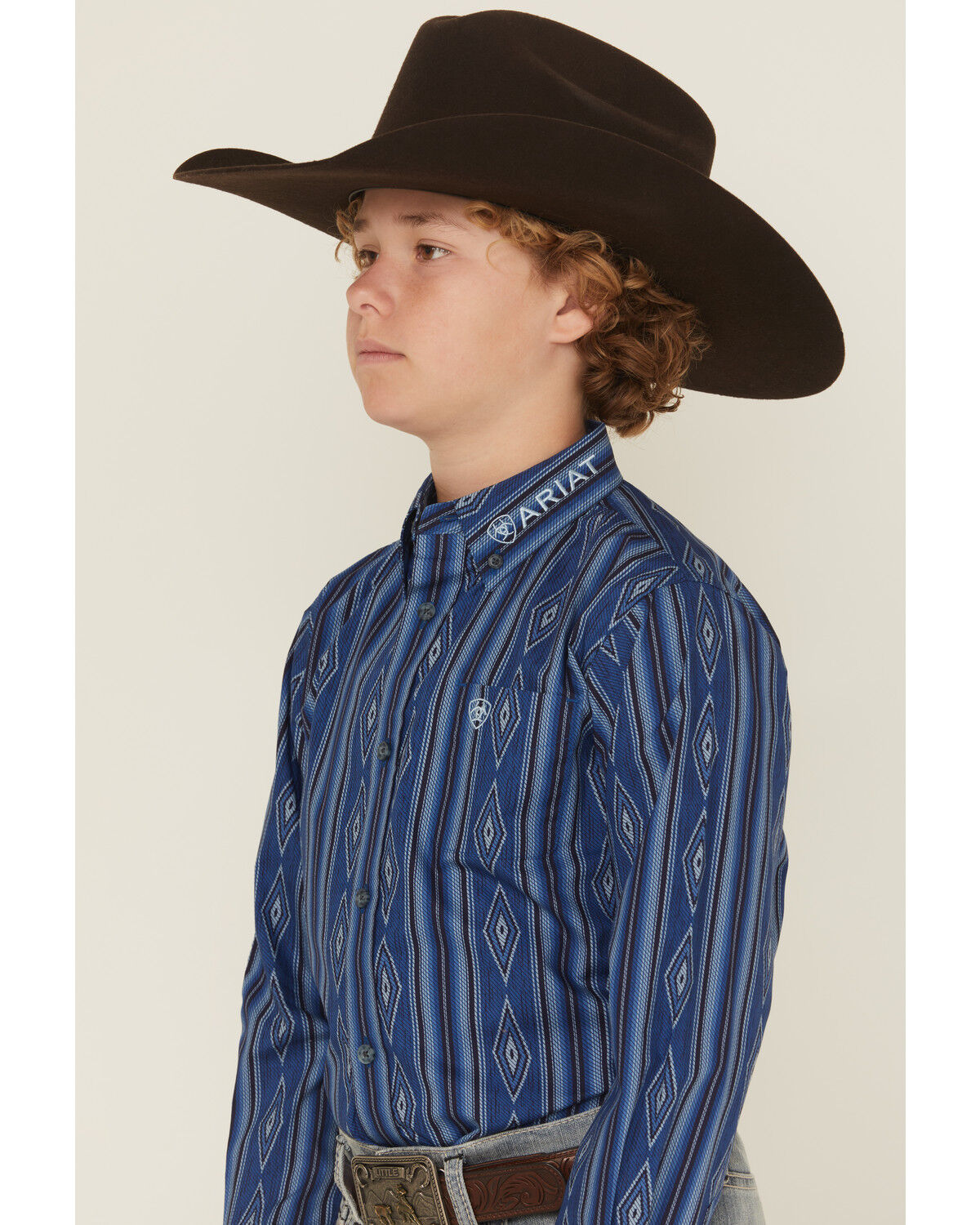 Ariat Boys' Southwestern Striped Long Sleeve Button-Down Western Shirt