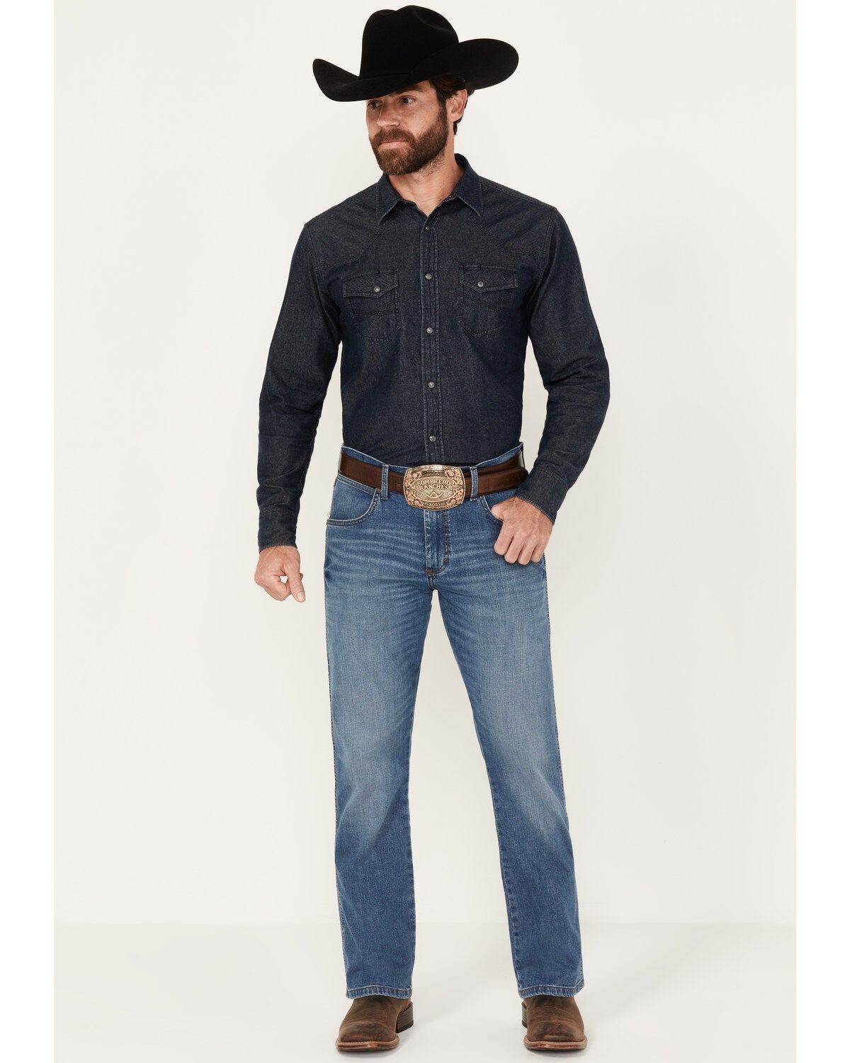 Wrangler Retro Men's Big Sky Medium Wash Slim Bootcut Stretch Jeans, Dark Wash, hi-res