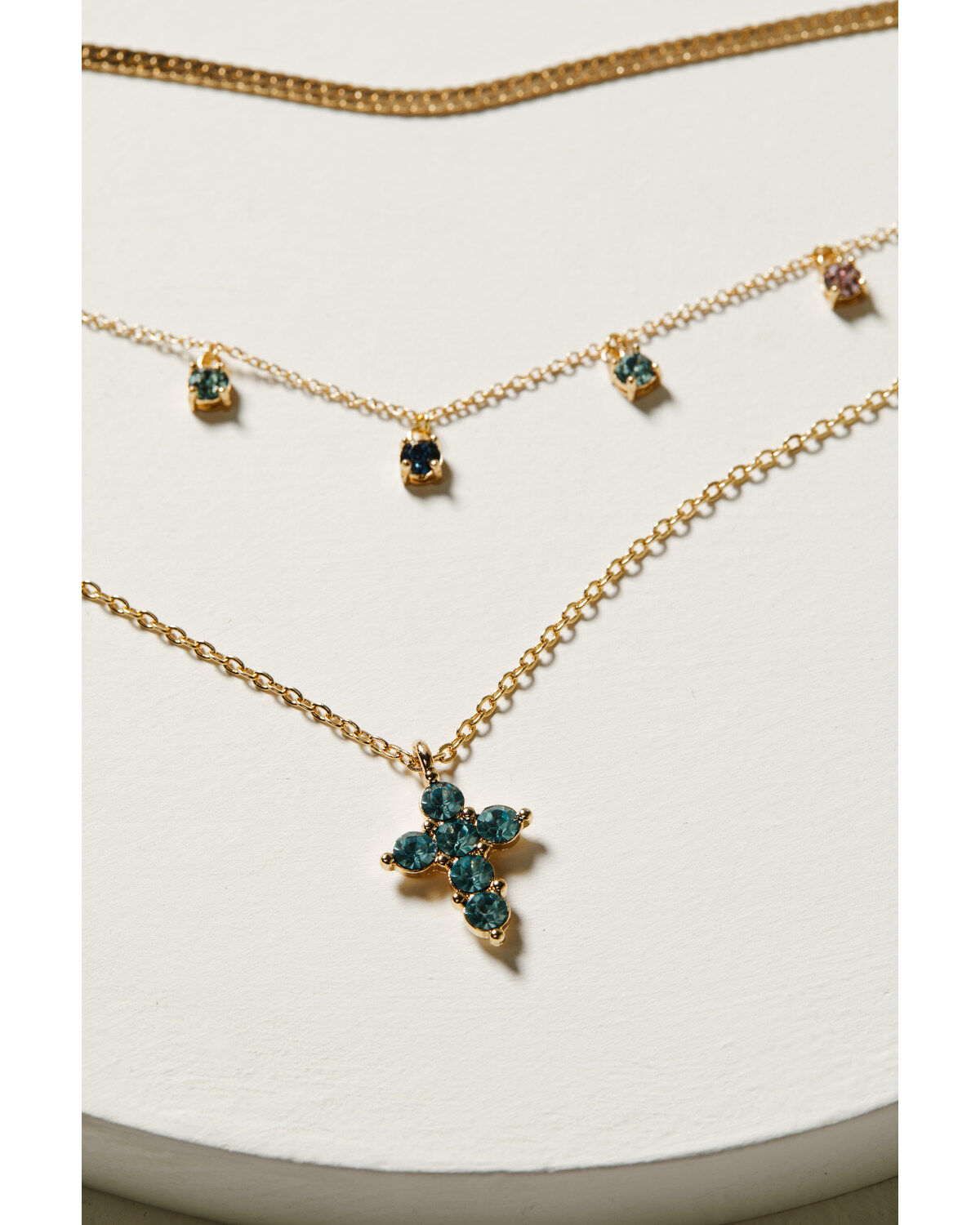 Image #2 - Shyanne Women's Cross Pendant Layered Necklace, Gold, hi-res