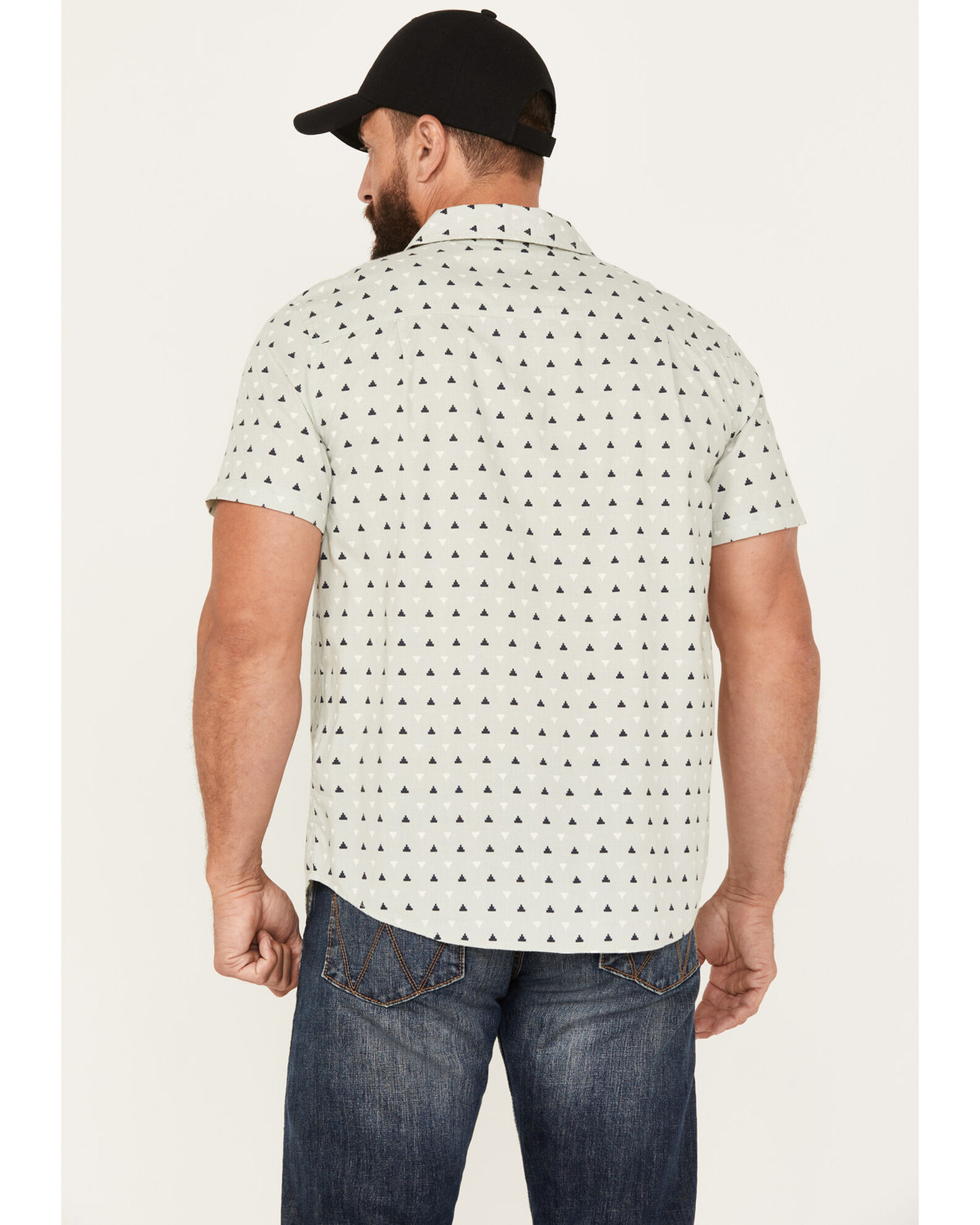 Brixton Men's Charter Geo Print Short Sleeve Stretch Button-Down Shirt