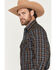 Image #2 - Ely Walker Men's Plaid Print Long Sleeve Sap Western Shirt, Black, hi-res