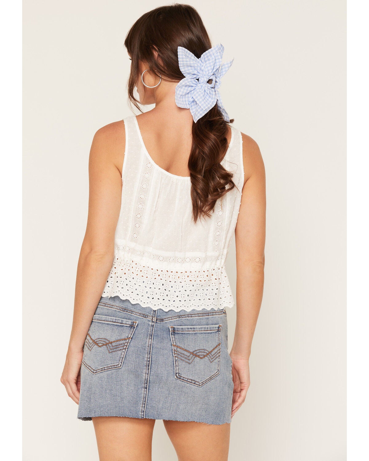 Shyanne Women's Gingham Fabric Claw Clip, Blue, hi-res