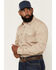 Image #2 - Cody James Men's FR Paisley Striped Print Long Sleeve Snap Stretch Work Shirt, Tan, hi-res