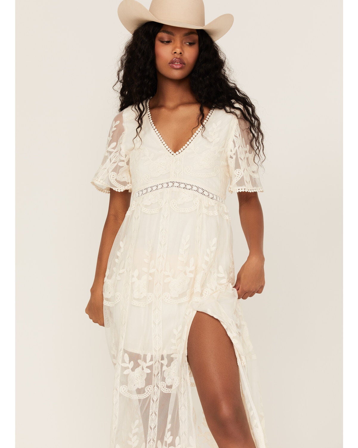 Image #2 - Shyanne Women's Floral Lace Split Leg Maxi Dress, , hi-res
