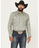 Image #1 - Panhandle Slim Men's Southwestern Striped Print Long Sleeve Snap Western Shirt, Sage, hi-res