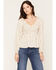Image #1 - Yura Women's Floral Print Long Sleeve Shirt, Cream, hi-res