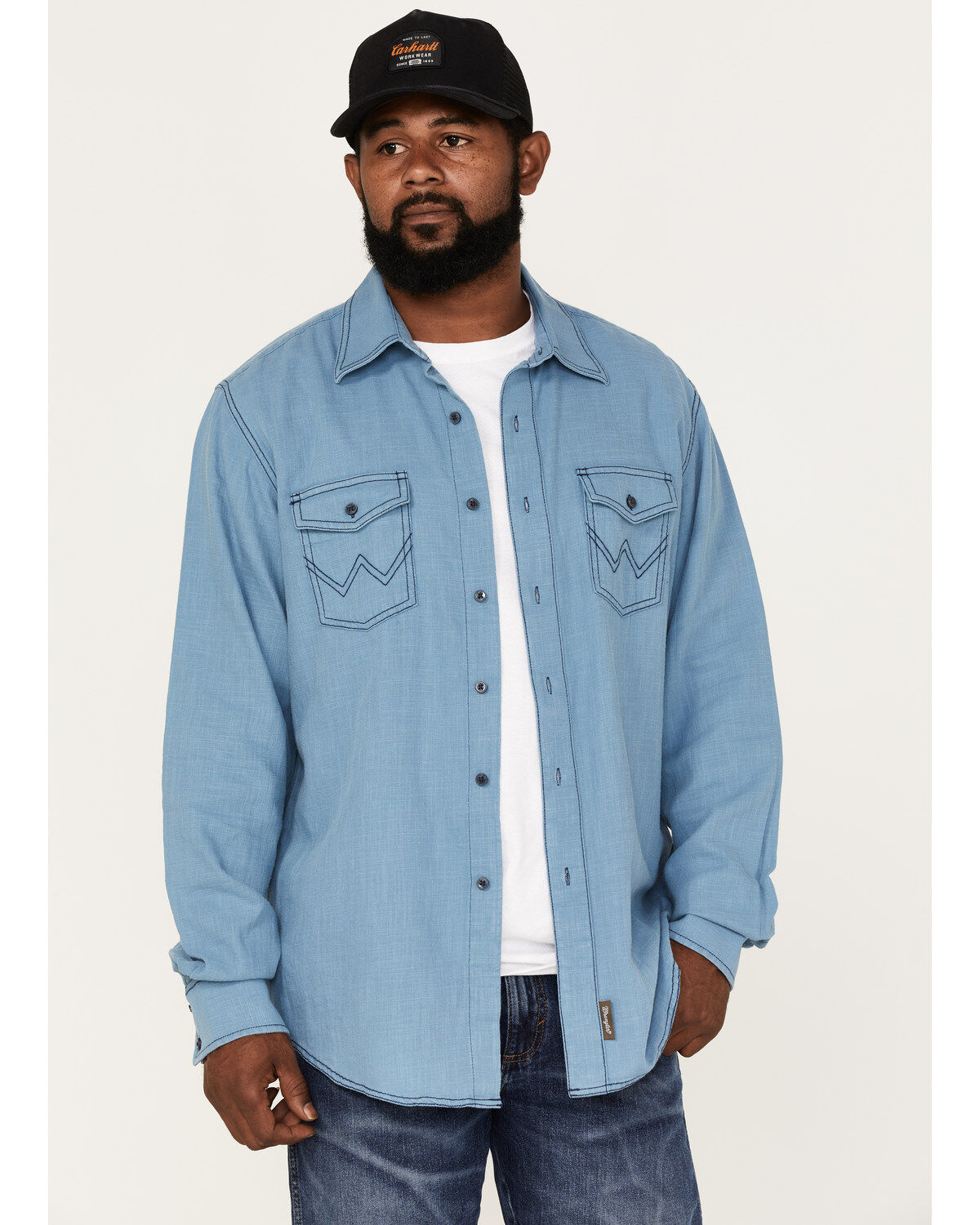 Image #1 - Wrangler Retro Premium Men's Solid Button Down Western Shirt, , hi-res