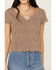 Image #3 - Cleo + Wolf Women's King Arthur Printed Short Sleeve Cropped Baby Tee, Chocolate, hi-res