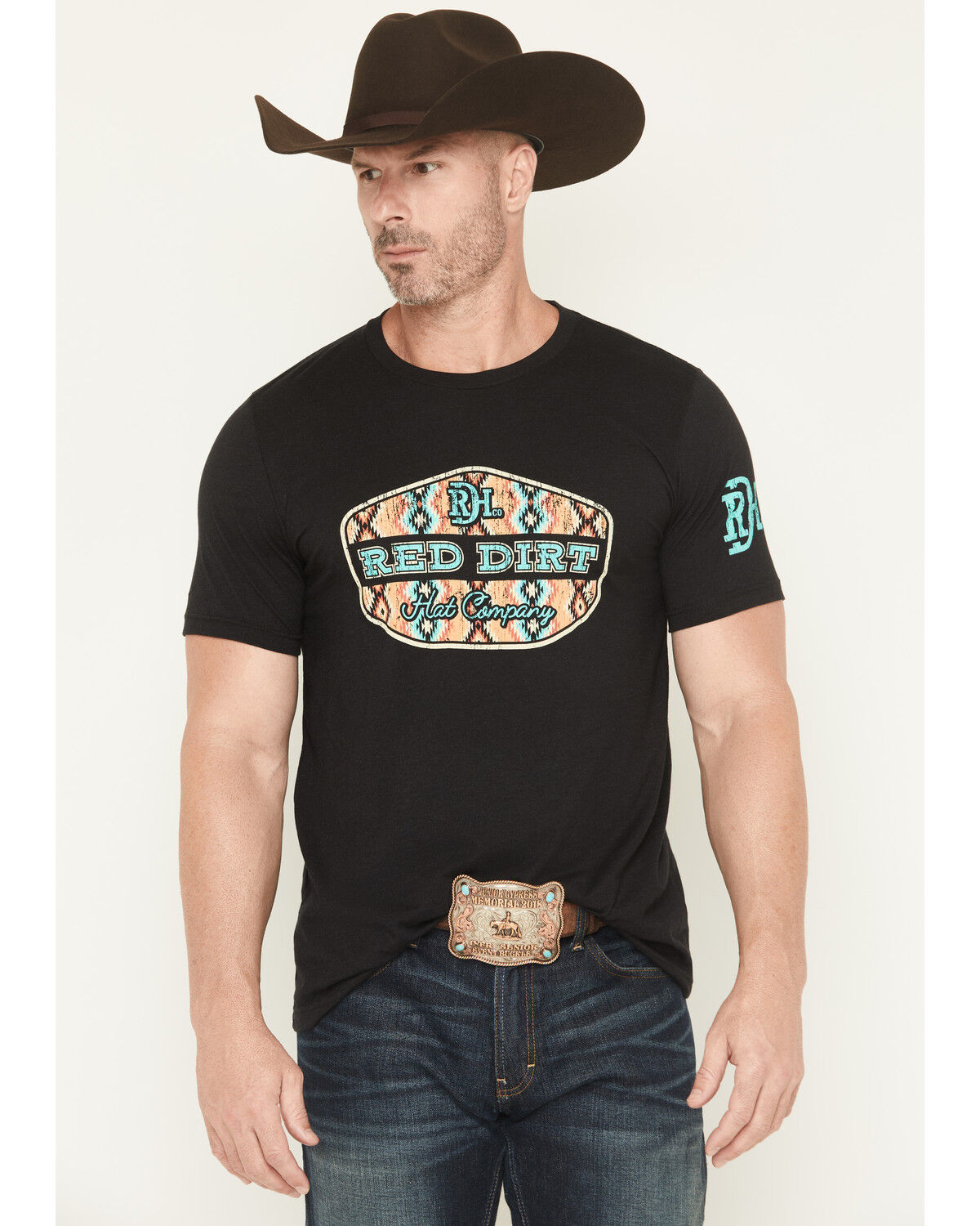 Image #1 - Red Dirt Hat Men's Free Rein Short Sleeve Graphic T-Shirt, Charcoal, hi-res