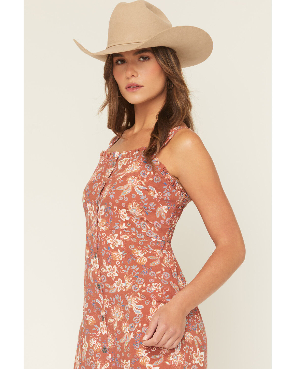 Product Name:  Cotton & Rye Women's Floral Print Sleeveless Button-Down Midi Dress