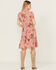 Image #4 - Wild Moss Women's Lace Trim Midi Dress, Pink, hi-res